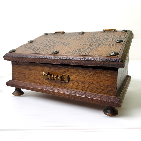 Vintage Jewelry - Antique Vintage Wood Jewelry Box, Made in Japan